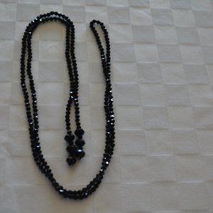 45" Long Black Faceted Crystal Beaded Lariat
